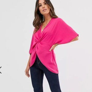 Sz 14 Pink ASOS knot front top with kimono sleeve